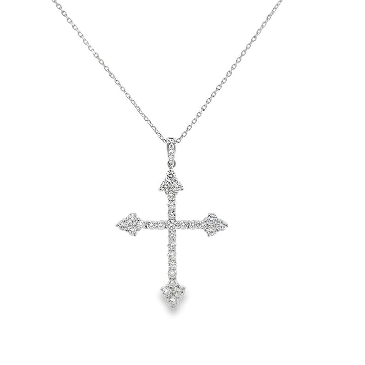 1.30 CTW Diamond 18K White Gold Cross Pendant Necklace