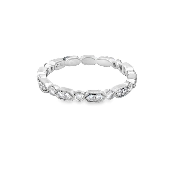 0.42 CTW Diamond Marquise & Round Motif Band – 18K White Gold