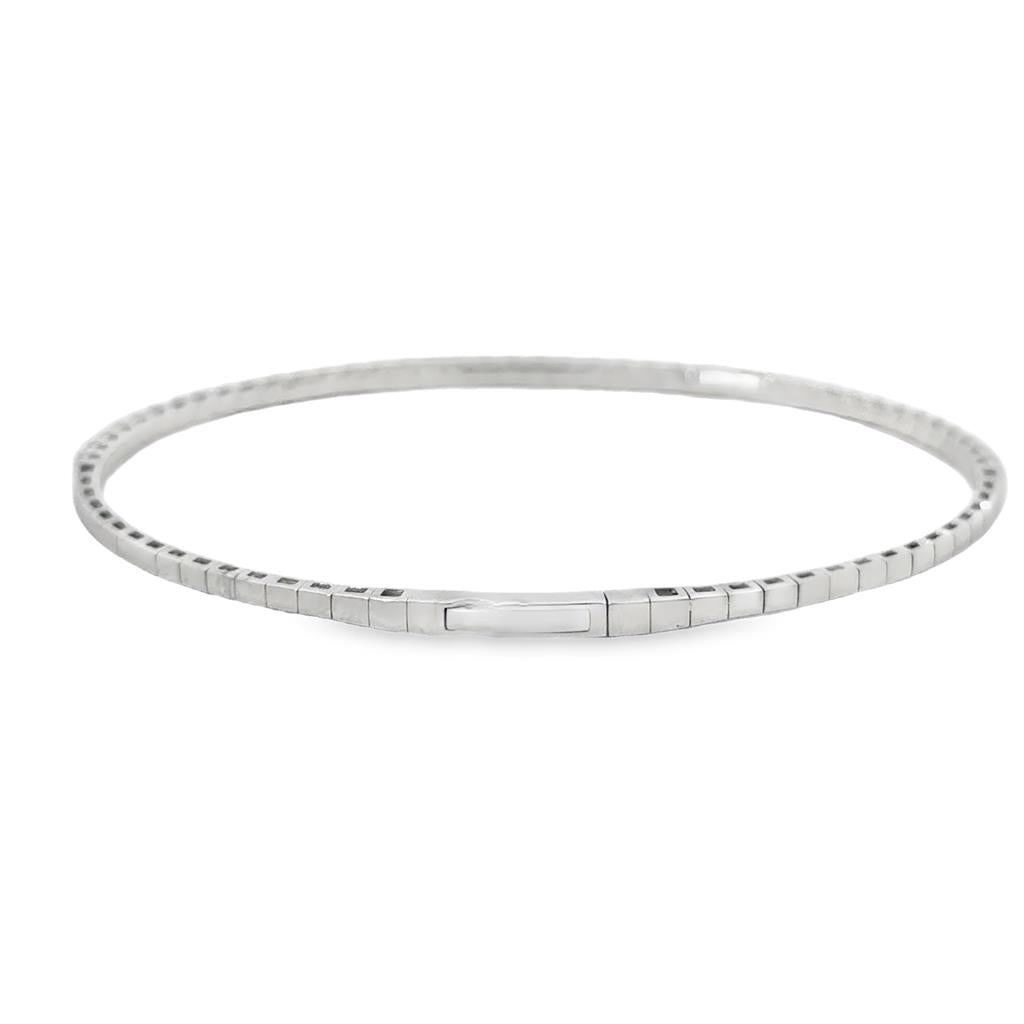 0.92 CTW Flexible Diamond Bangle Bracelet, 14K White Gold