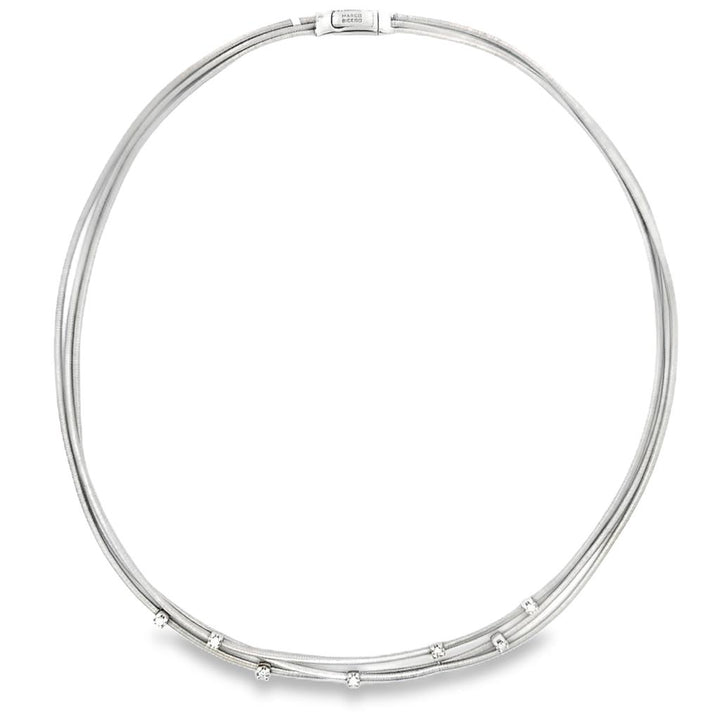 0.21 CTW Diamond 18K White Gold Pre-Owned Marco Bicego Triple-Strand Collar Necklace