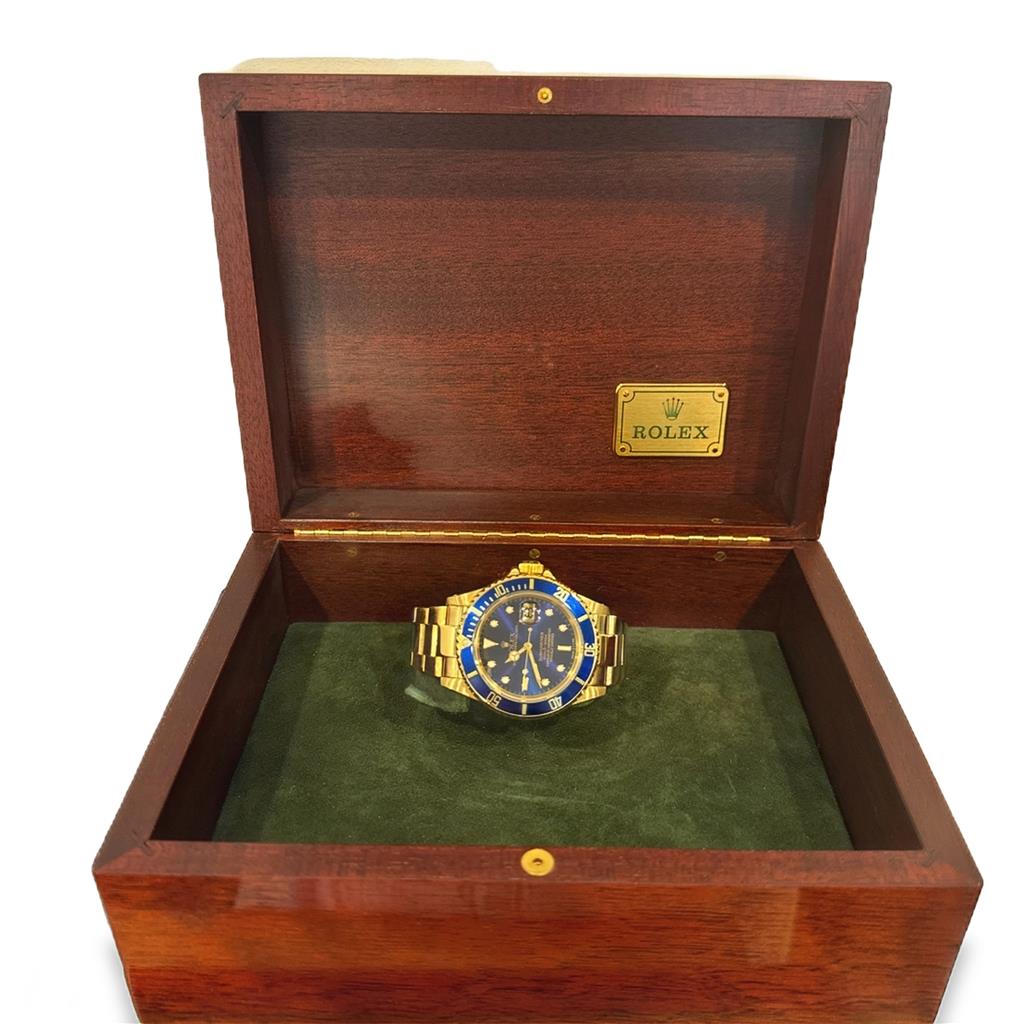 Rolex Submariner 18K Yellow Gold Blue Dial Men's Watch