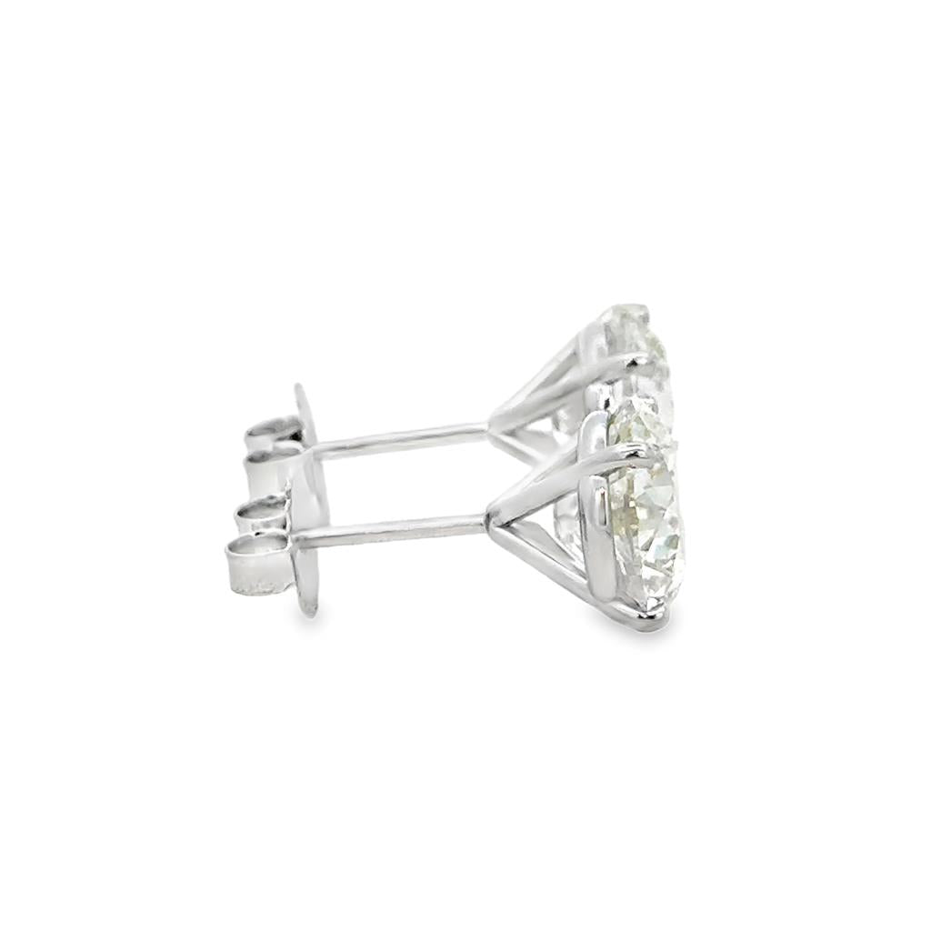8.03 CTW Diamond Stud Earrings – 14K White Gold, GIA Certified, 4-Prong Martini Set