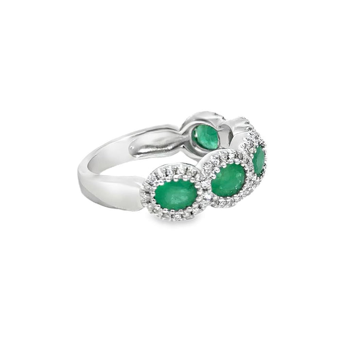 1.50 CTW Oval Emerald & 0.17 CTW Diamond 14K White Gold Ring