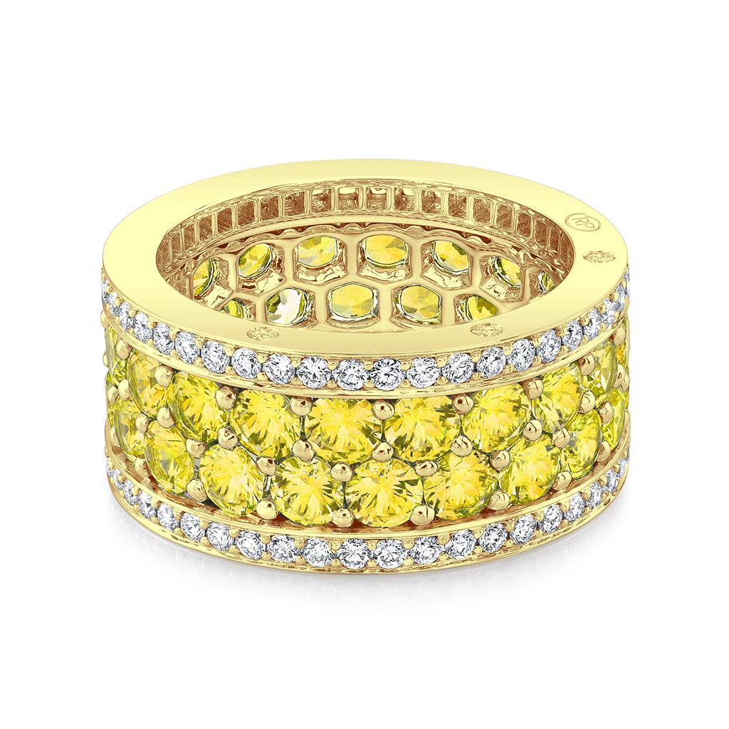 Robert Procop American Glamour 4.73 CTW Yellow Sapphire 0.96 CTW Round Diamond 18K Gold Ring