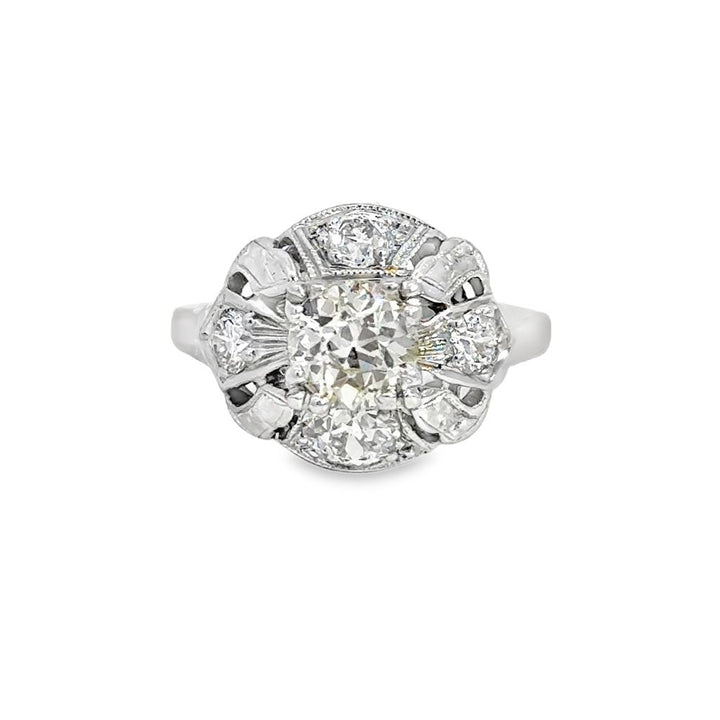 1.50 CTW Diamond Antique Ring in 14K White Gold