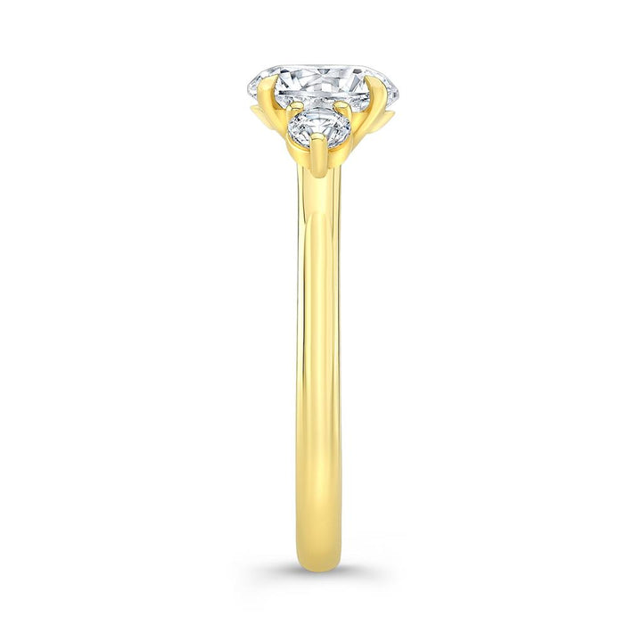 Three Stone Semi-Mount Diamond 18K Gold Engagement Ring
