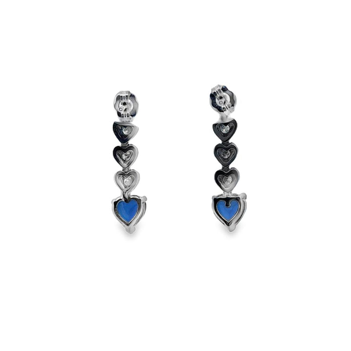 Sapphire & 0.24 CTW Diamond Heart Drop Earrings in 14K White Gold – 1" Length