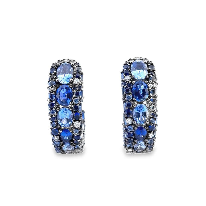 Robert Procop American Glamour 10.38 CTW Light & Dark Blue Sapphire 18K White Gold Earrings