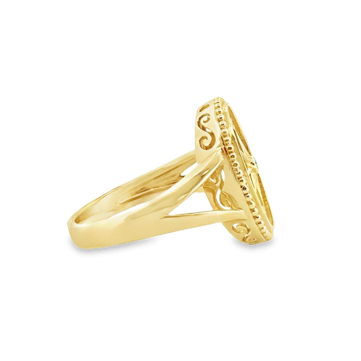 Doves 0.02 CT Diamond 18K Yellow Gold Oval Star Ring