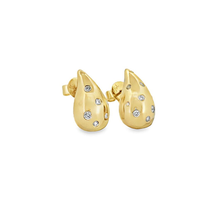 Doves 0.28 CTW Diamond 18K Yellow Gold Teardrop Earrings