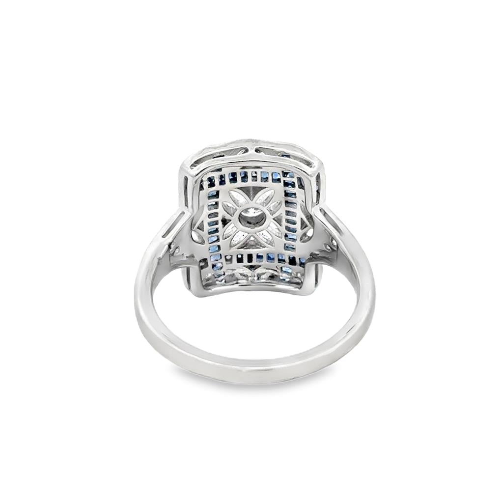 0.30 CTW Diamond & Sapphire Platinum Vintage-Inspired Ring
