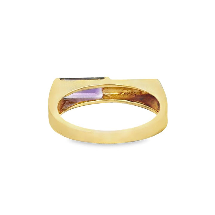 Pre-Owned Geometric Amethyst 14K Yellow Gold Band Ring