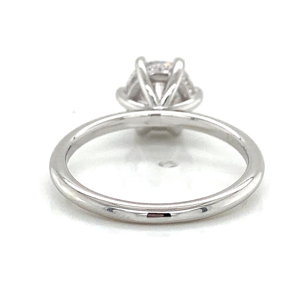Hidden Halo Engagement Semi-Mount Diamond 18K White Gold Engagement Ring
