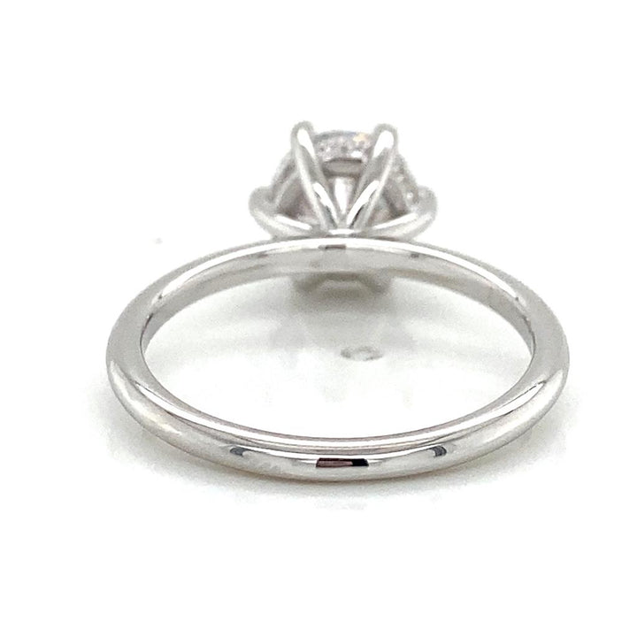 Hidden Halo Engagement Semi-Mount Diamond 18K White Gold Engagement Ring