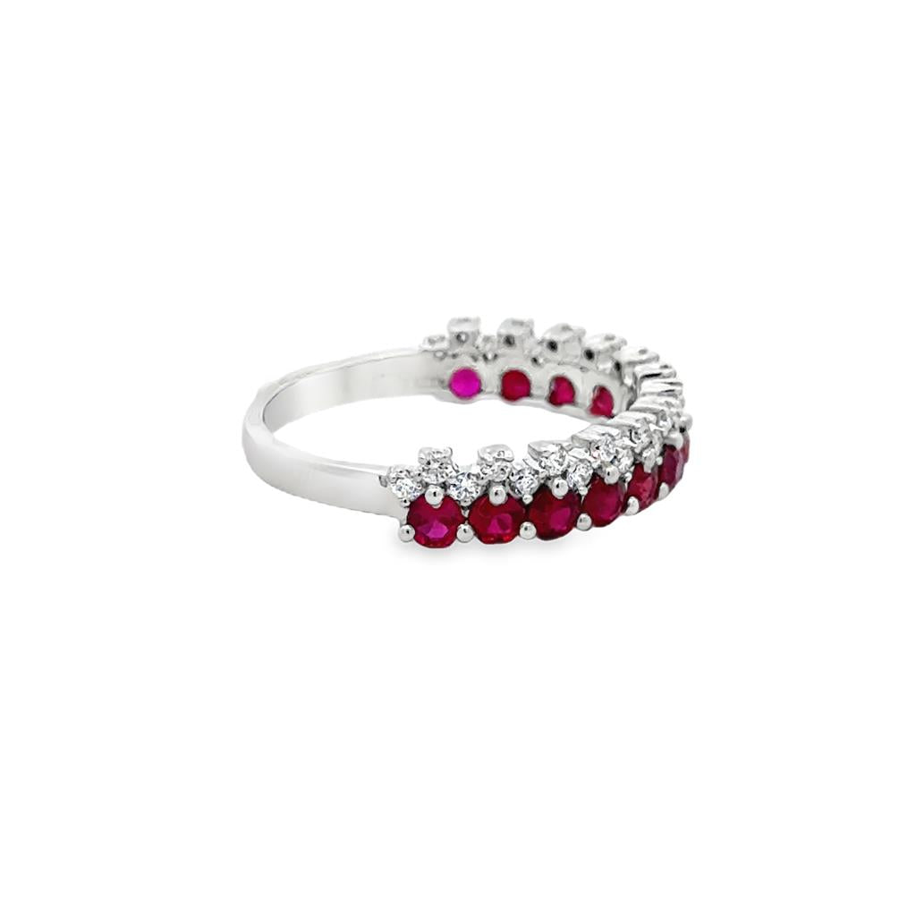 0.31 CTW Diamond and Ruby Stacking Band 14K White Gold