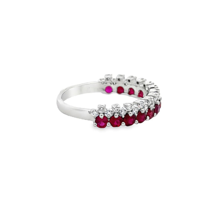 0.31 CTW Diamond and Ruby Stacking Band 14K White Gold