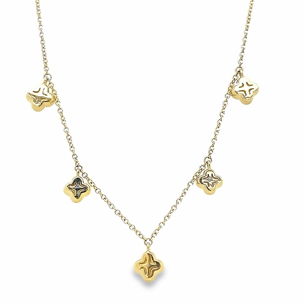 0.38 CTW Round Diamond 14K Yellow Gold Clover Necklace