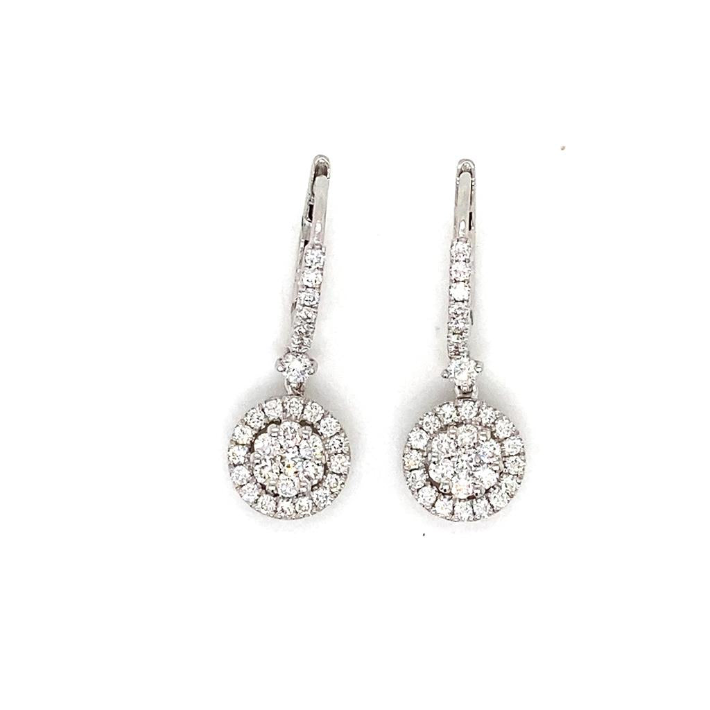 0.84 CTW Round Diamonds 14K White Gold Drop Design Earrings