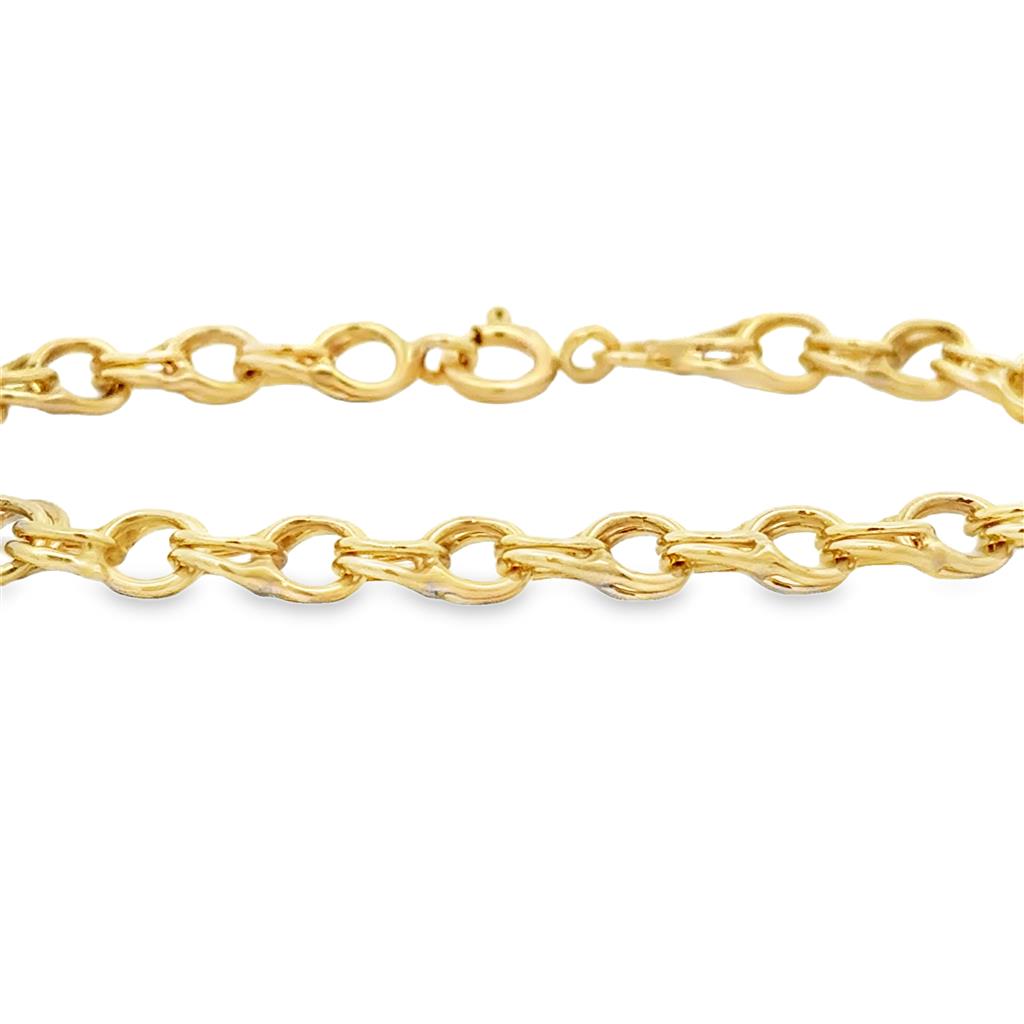 14K Yellow Gold Charm Link Bracelet 7"