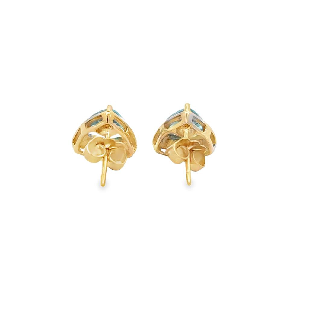 Pre-Owned Blue Topaz Stud Earrings 14K Yellow Gold – 9.8mm