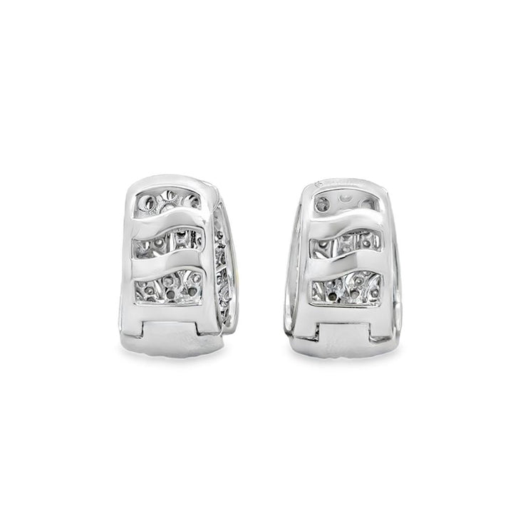 Pre-Owned 1.30 CTW Diamond 19mm 14K White Gold Hoop Earrings