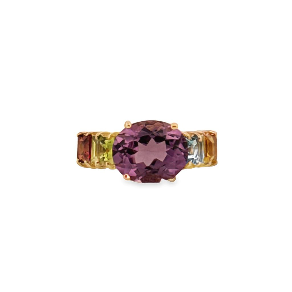 Amethyst & Multi-Gemstone 10K Yellow Gold Ring