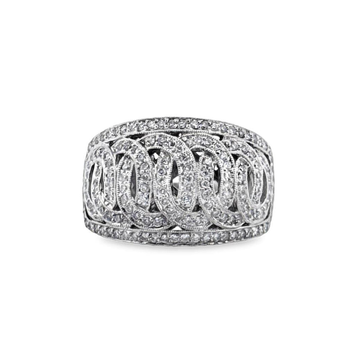 0.60 CTW Diamond Wide Dome Ring in 18K White Gold