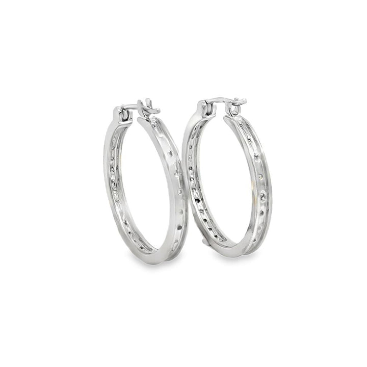 0.50 CTW Diamond 14K White Gold Inside-Out Hoop Earrings
