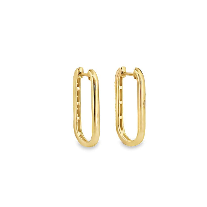 0.75 CTW Round Diamond 14K Yellow Gold Rectangular Hoop Earrings