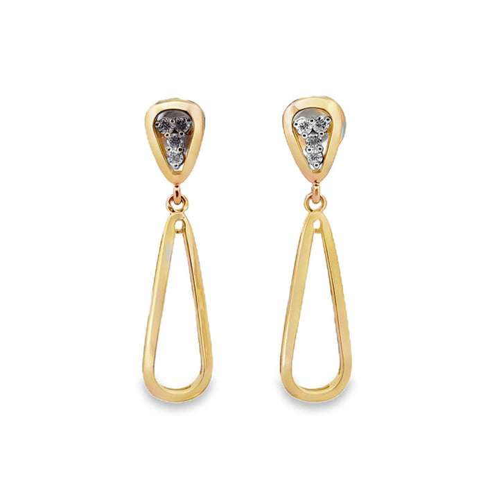0.50 CTW Diamond 14K Yellow Gold Drop Earrings – 1.5" Long