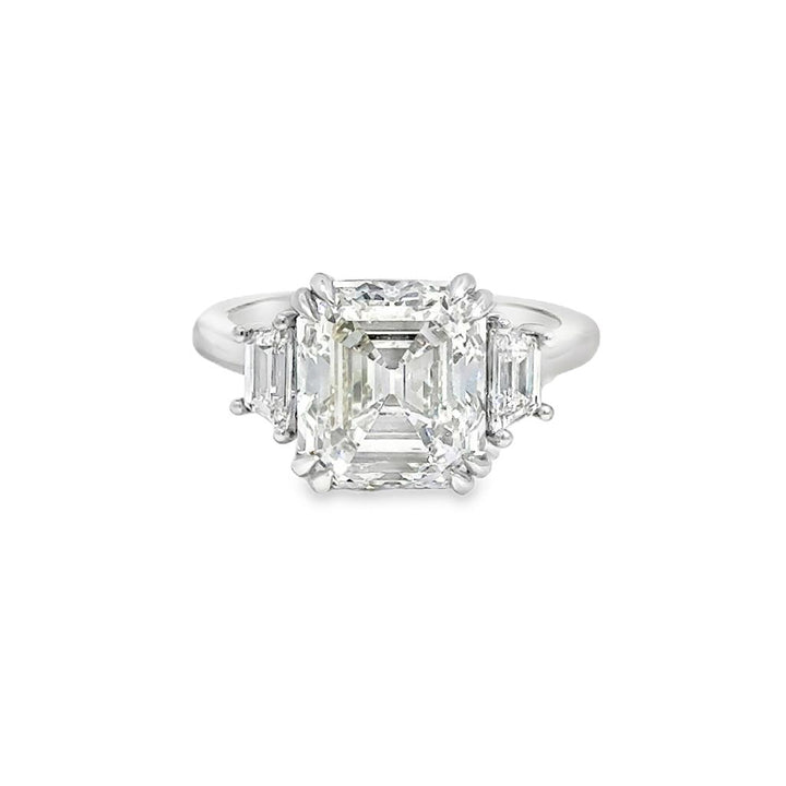 5.30 CT Emerald Cut Diamond Platinum Three-Stone Engagement Ring