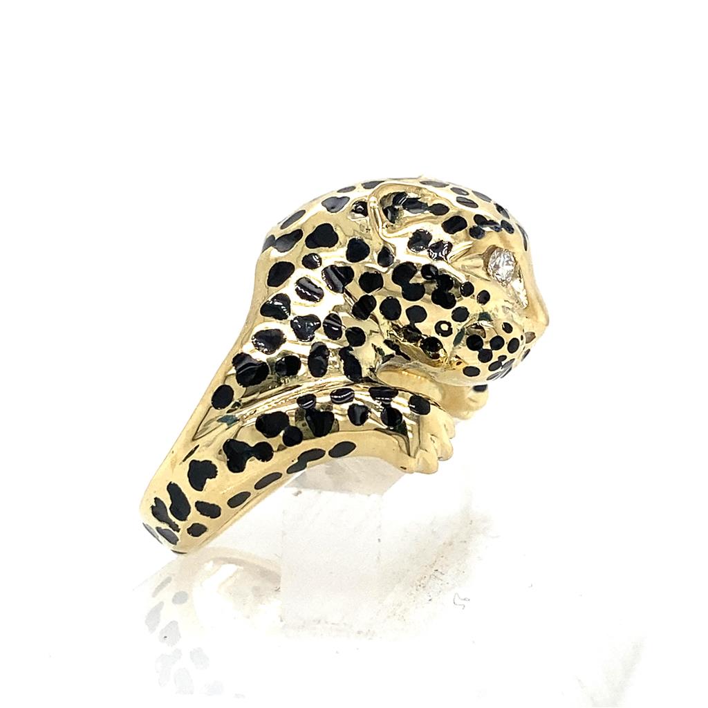 Enamel Diamond Cheetah Ring