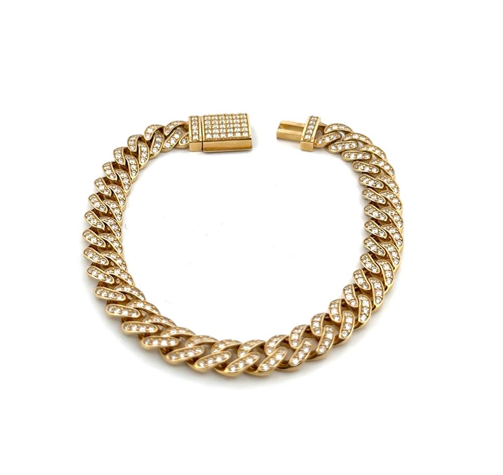 3.16 CTW Diamond 14K Yellow Gold Curb Link Bracelet