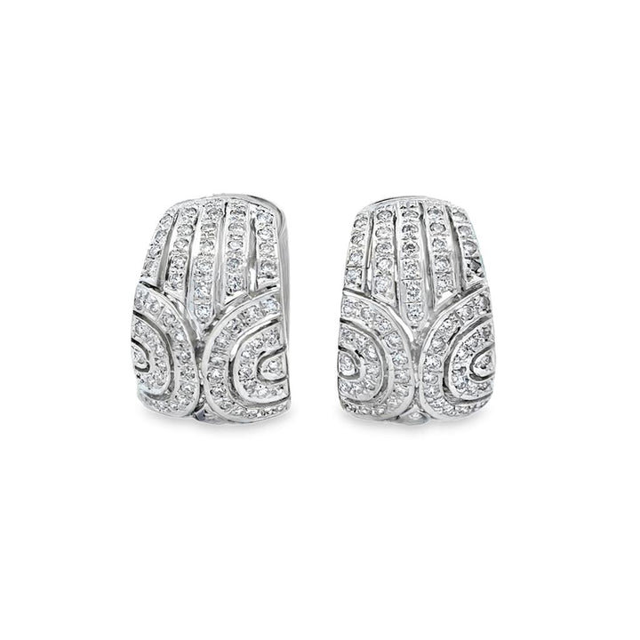 Pre-Owned 1.30 CTW Diamond 19mm 14K White Gold Hoop Earrings