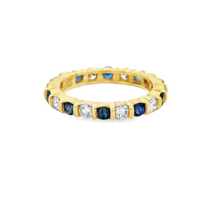 0.80 CTW Diamond & Sapphire 14K Yellow Gold Eternity Band Ring