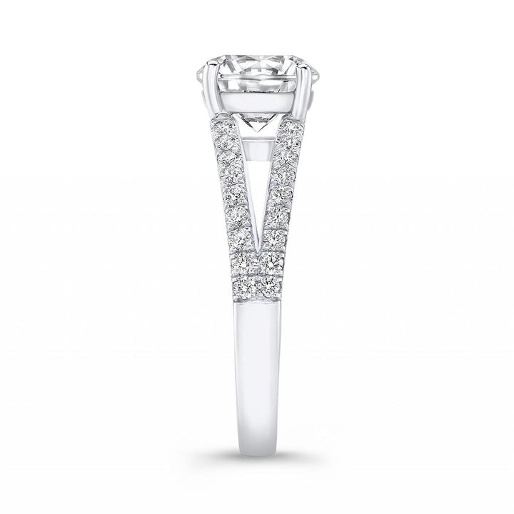 Semi-Mount Diamond 18K Gold Split Shank Pave Engagement Ring