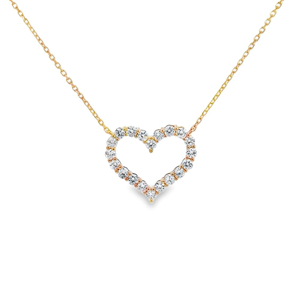 1.10 CTW Diamond Heart Pendant Necklace in 14K Yellow Gold
