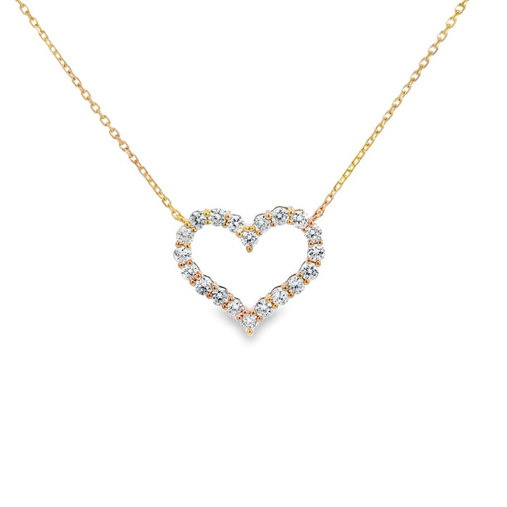 1.10 CTW Diamond Heart Pendant Necklace in 14K Yellow Gold
