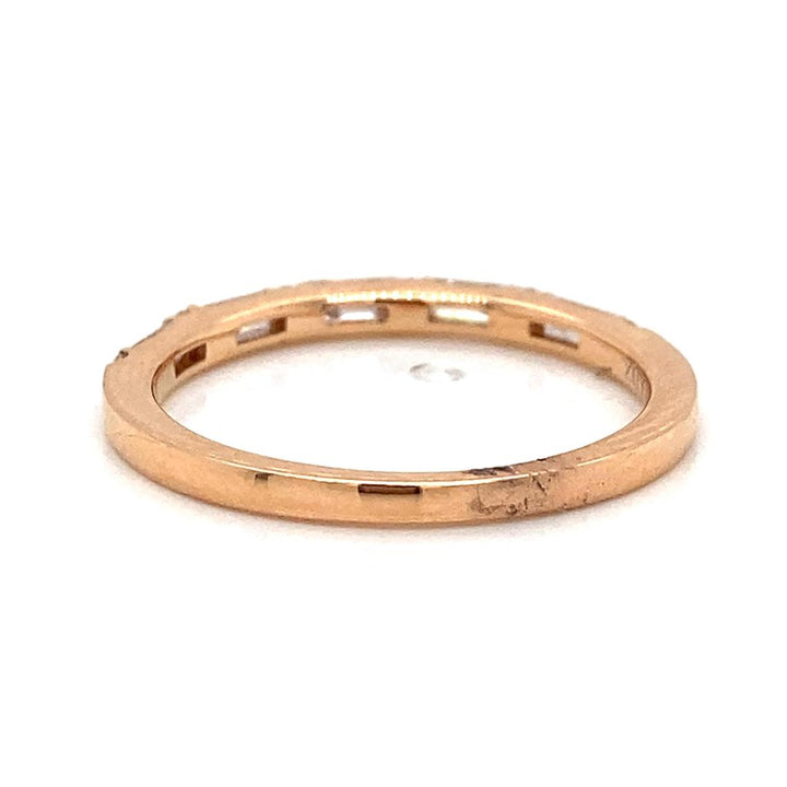 0.29 CTW Baguette 0.11 CTW Round Diamonds 18K Rose Gold Wedding Band