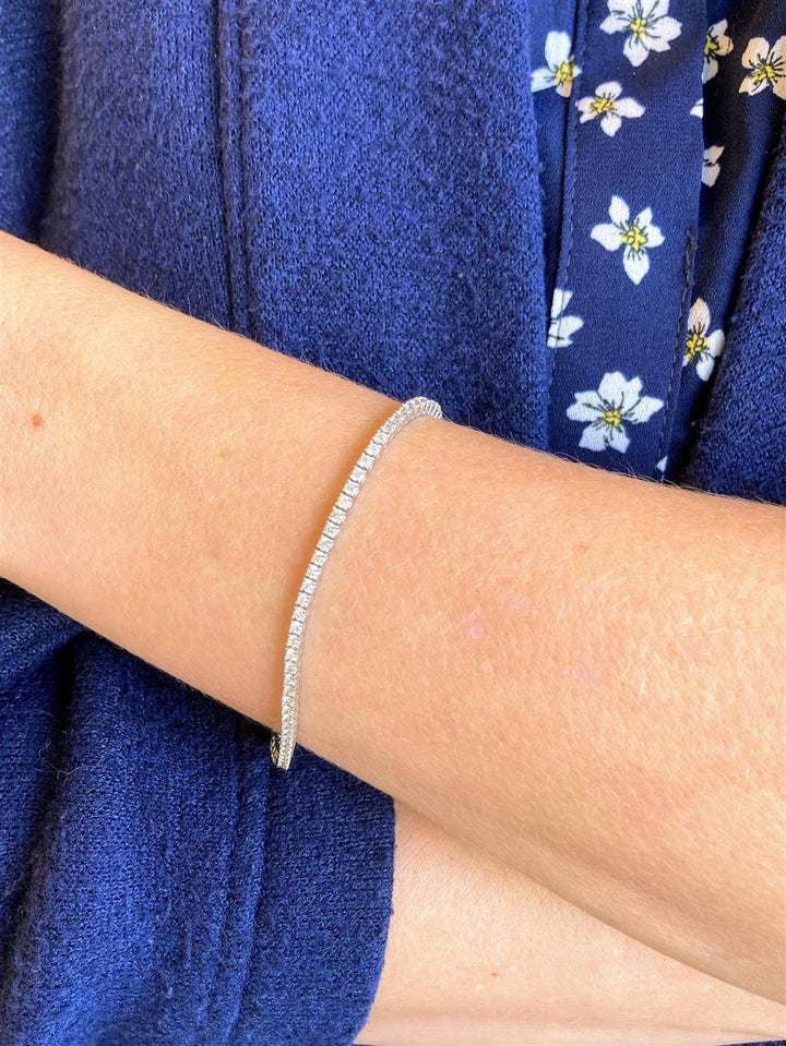 3.00 CTW Round Brilliant Diamond 18K White Gold Tennis Bracelet