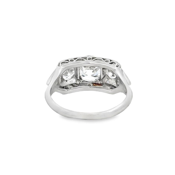 1.97 CTW Platinum Art Deco Three-Stone Diamond Engagement Ring