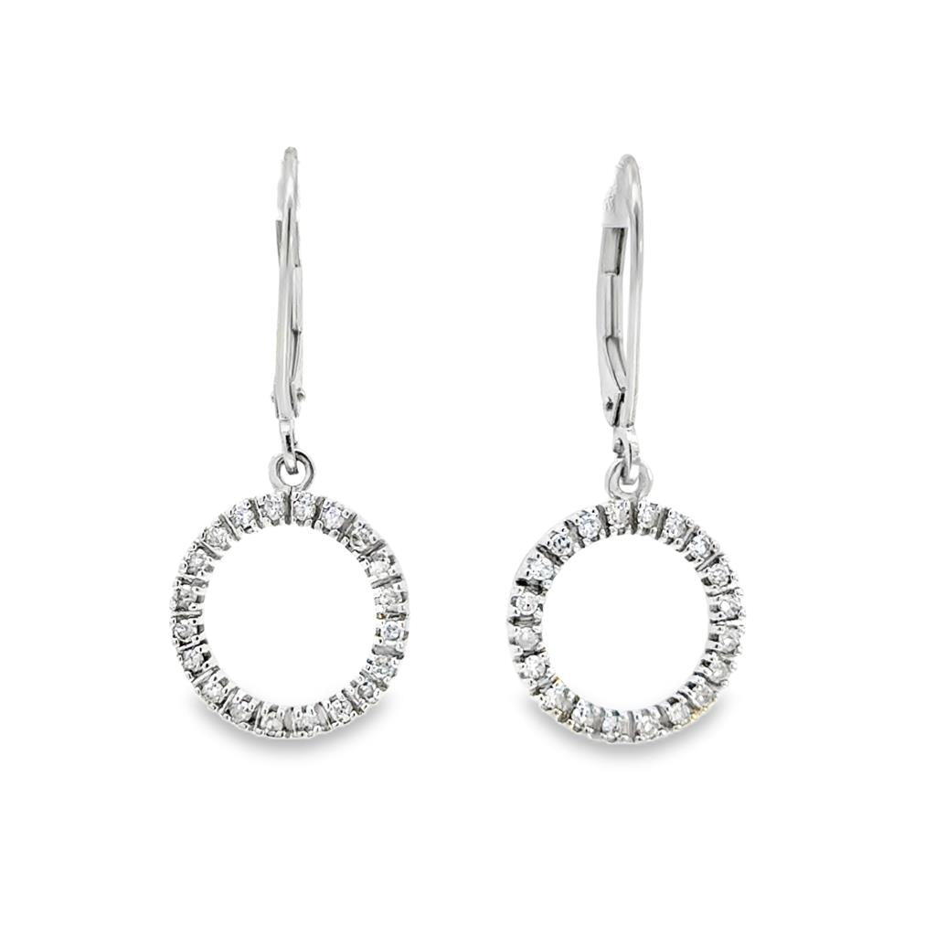 0.40 CTW Diamond Circle Drop Earrings 10K White Gold