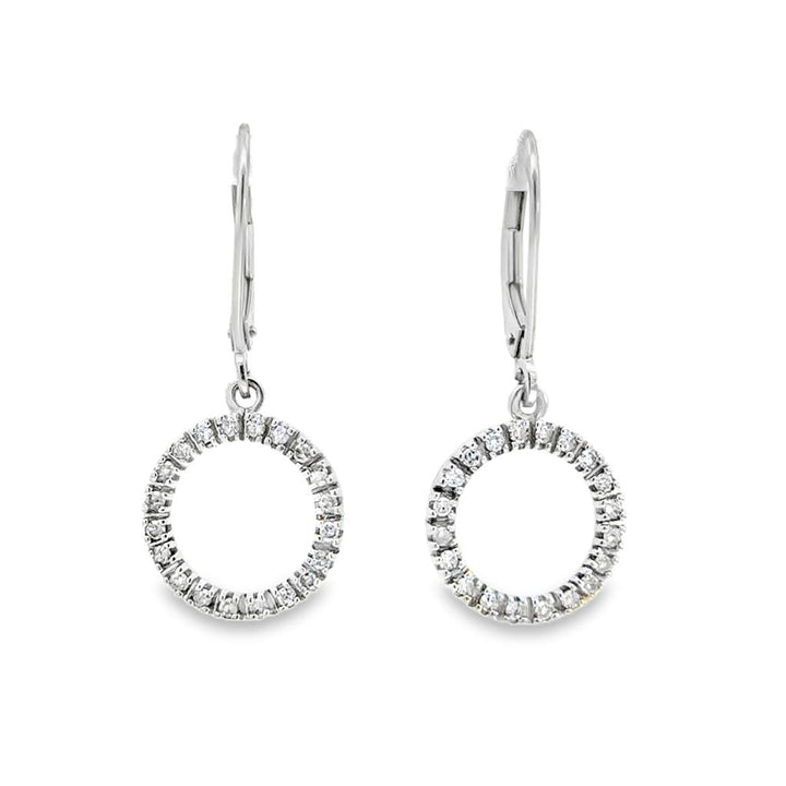 0.40 CTW Diamond Circle Drop Earrings 10K White Gold