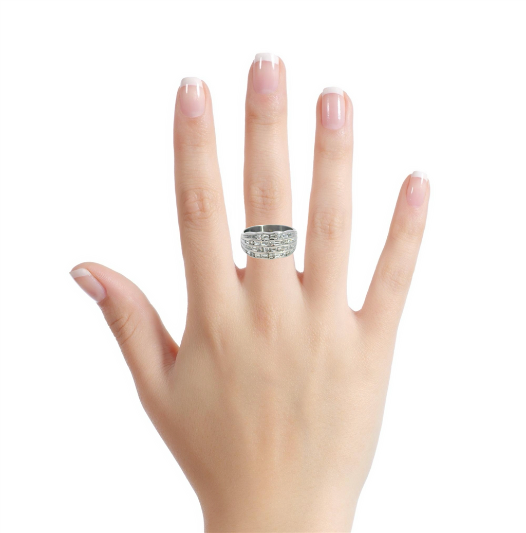 1.00 CTW Diamond 14K White Gold 10.5mm Wide Band Ring