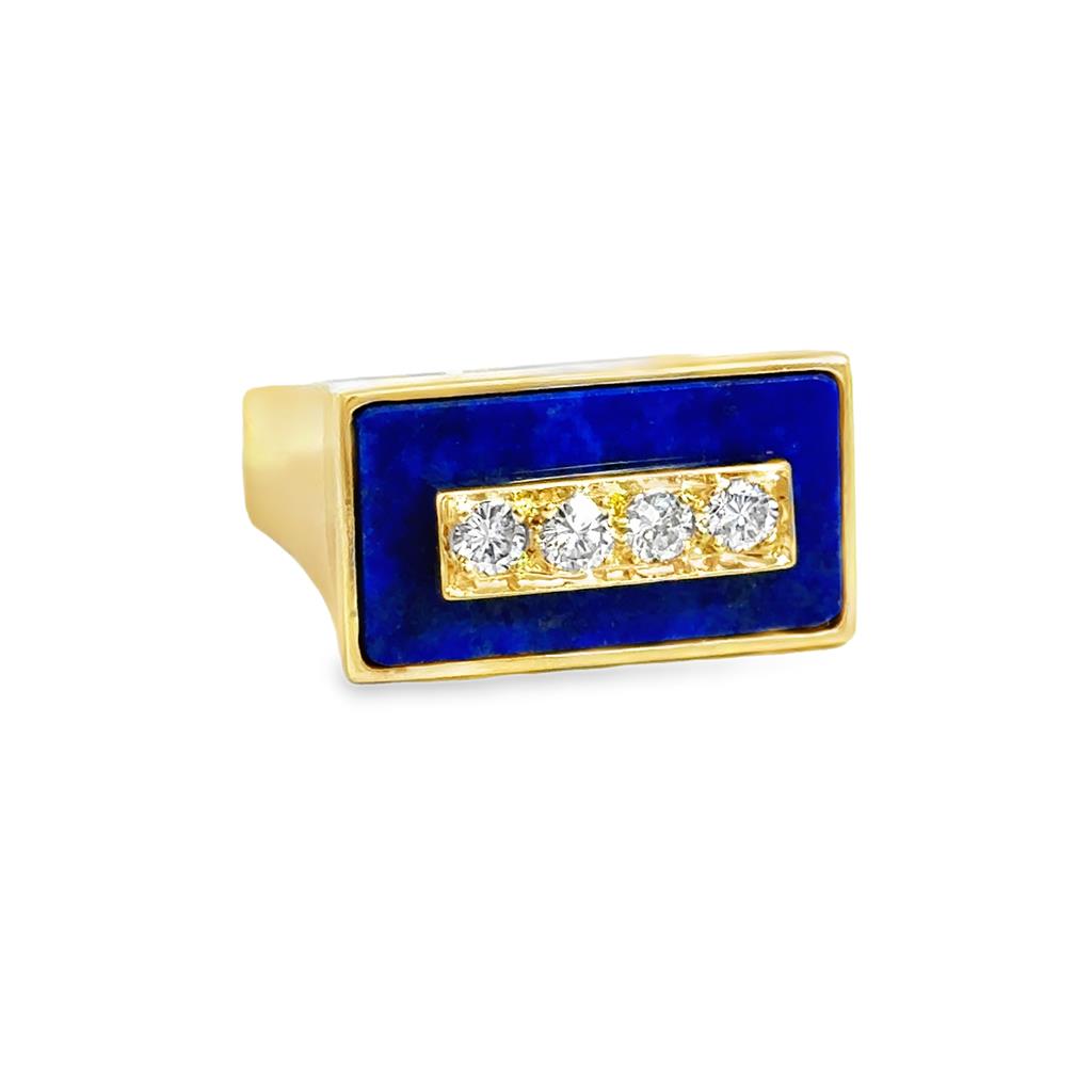 0.32 CTW Diamond & Lapis 14K Yellow Gold Men’s Square Ring