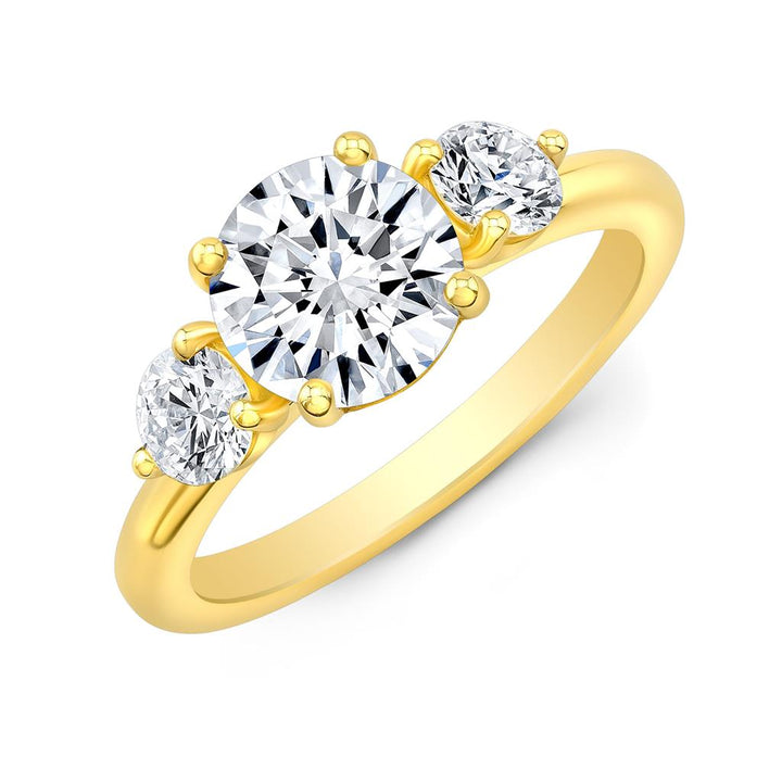 Three Stone Semi-Mount 18K Gold Engagement Ring