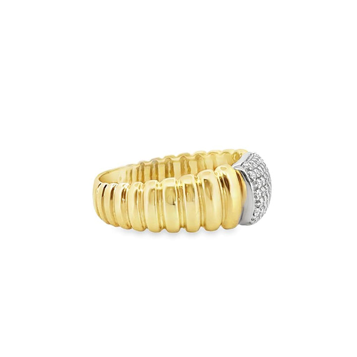 Doves 0.29 CTW Diamond Wide Textured Band in 18K Yellow & White Gold