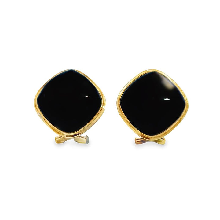 Onyx 14K Yellow Gold 17MM Leverback Earrings
