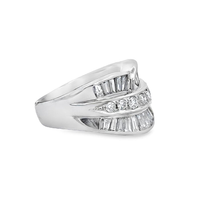 1.92 CTW Baguette & Round Diamond Platinum Wide Band Ring