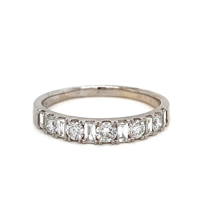 0.75 CTW Round and Baguette Diamonds 18K White Gold Ring